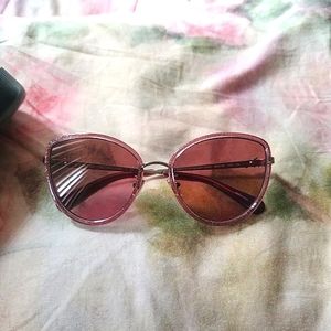 Glitter Coach Mauve Lavender Pink Rose- Colored Cat Eye Sunglasses 55
